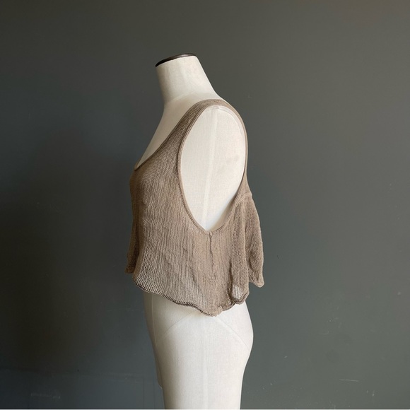 Seneca Rising Open Knit Tank Barneys NY Minimalist Linen Boho Crop Top Organic - Picture 3 of 7